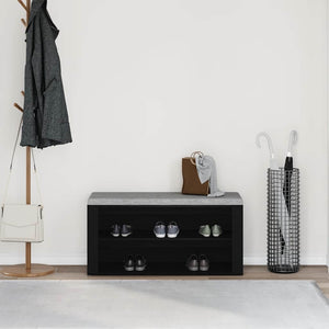 vidaXL Panca Scarpiera Rovere Nero 100x35x45 cm in Legno di Argilla