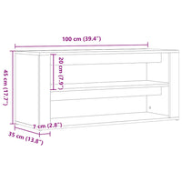 Panca Scarpiera Rovere Nero 100x35x45 cm in Legno di Argilla 862126