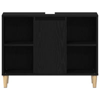 vidaXL Mobiletto per Lavabo Rovere Nero 80x33x60 cm in Legno Massello