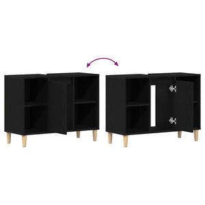 Mobiletto per Lavabo Rovere Nero 80x33x60 cm in Legno Massello 862127