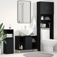 Mobiletto per Lavabo Rovere Nero 80x33x60 cm in Legno Massello 862127