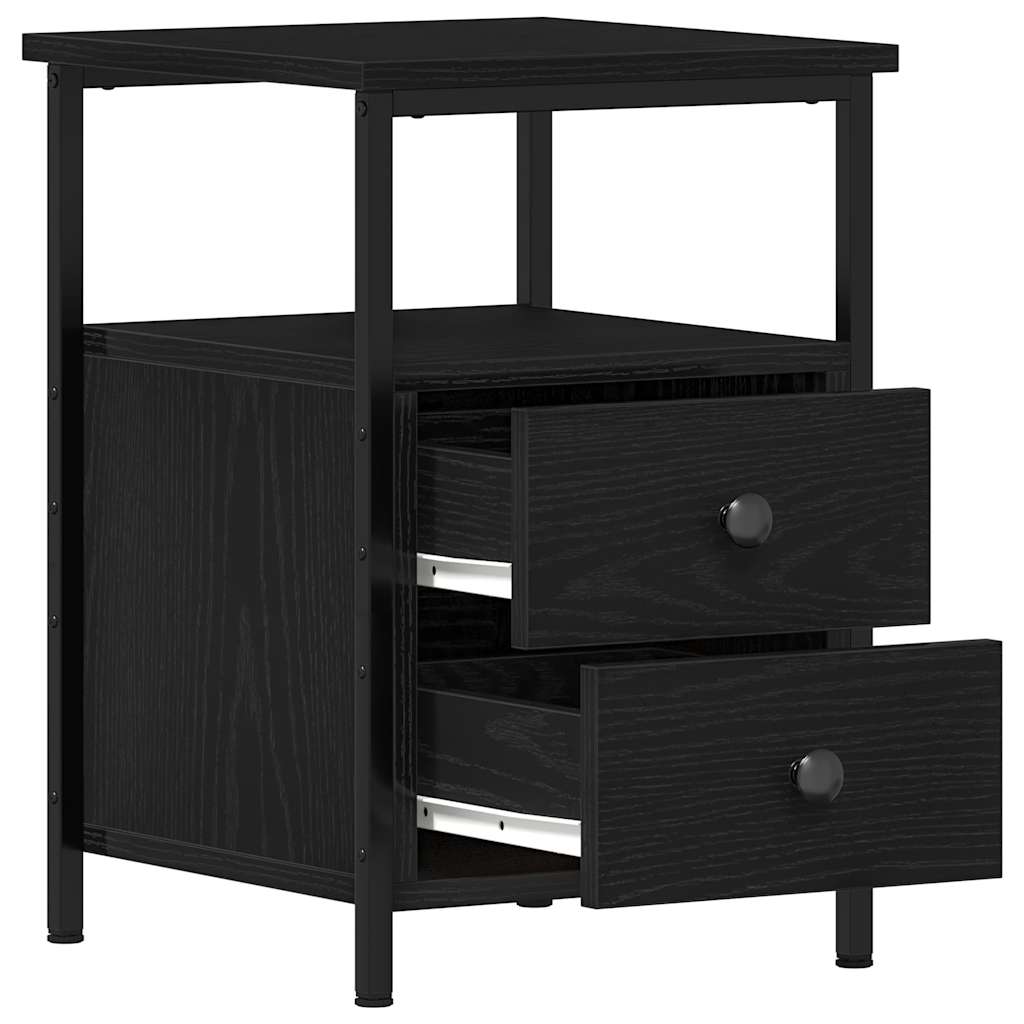 vidaXL Comodino Rovere Nero 34x35,5x50 cm in Legno Multistrato