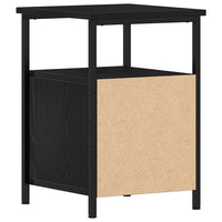 Comodino-Tavolino da notte Rovere Nero 34x35,5x50 cm in Legno Multistrato