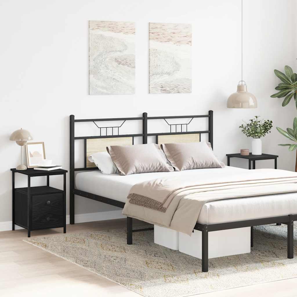 vidaXL Comodini 2 pz Rovere Nero 34x35,5x50 cm Legno di Argilla