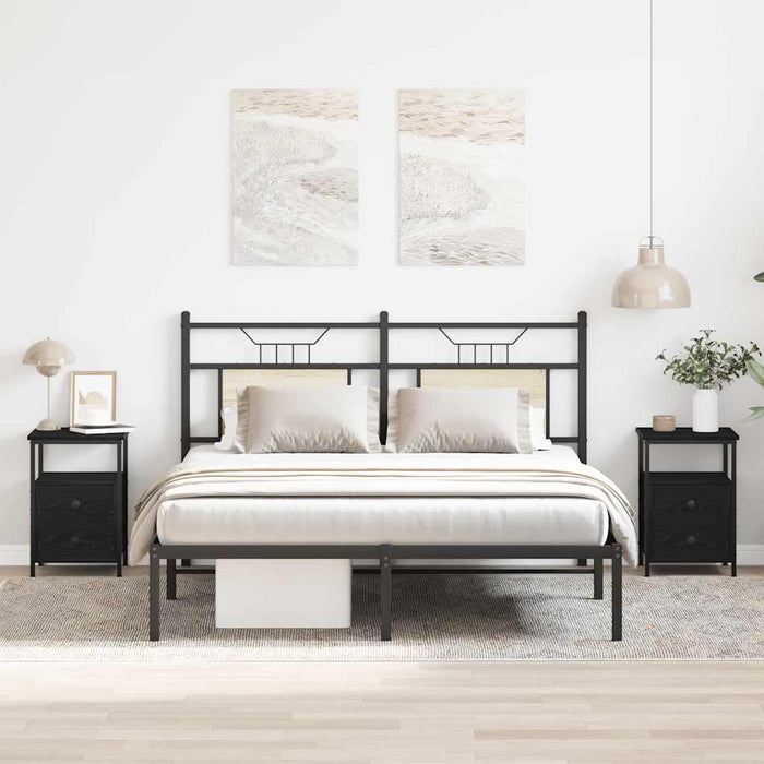 vidaXL Comodini 2 pz Rovere Nero 34x35,5x50 cm Legno di Argilla