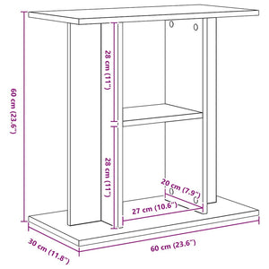 Supporto per acquario in rovere nero 60x30x60 cm in legno ingegnerizzato 862148