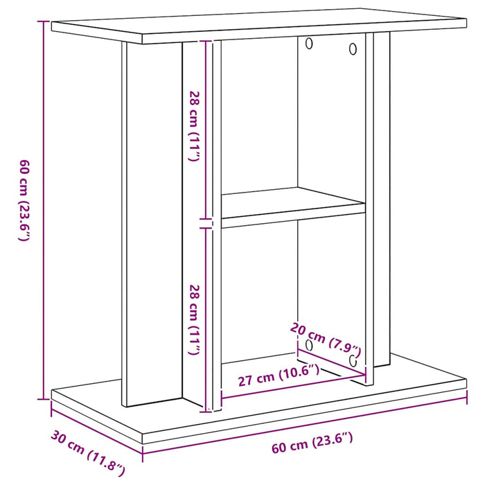 vidaXL Supporto Acquario 60x30x60 cm Legno Multistrato Rovere Nero