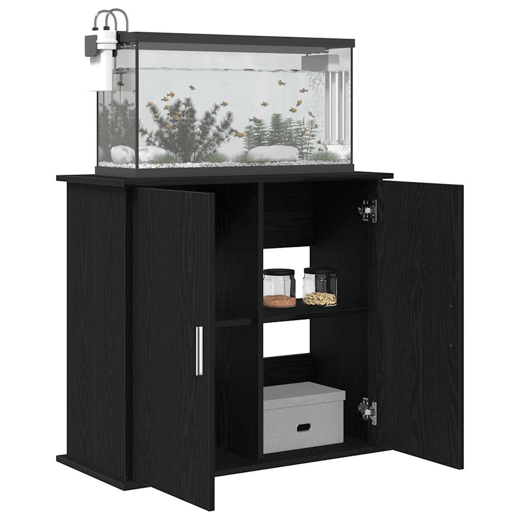 Supporto per acquario in rovere nero 81x36x73 cm in legno ingegnerizzato 862155