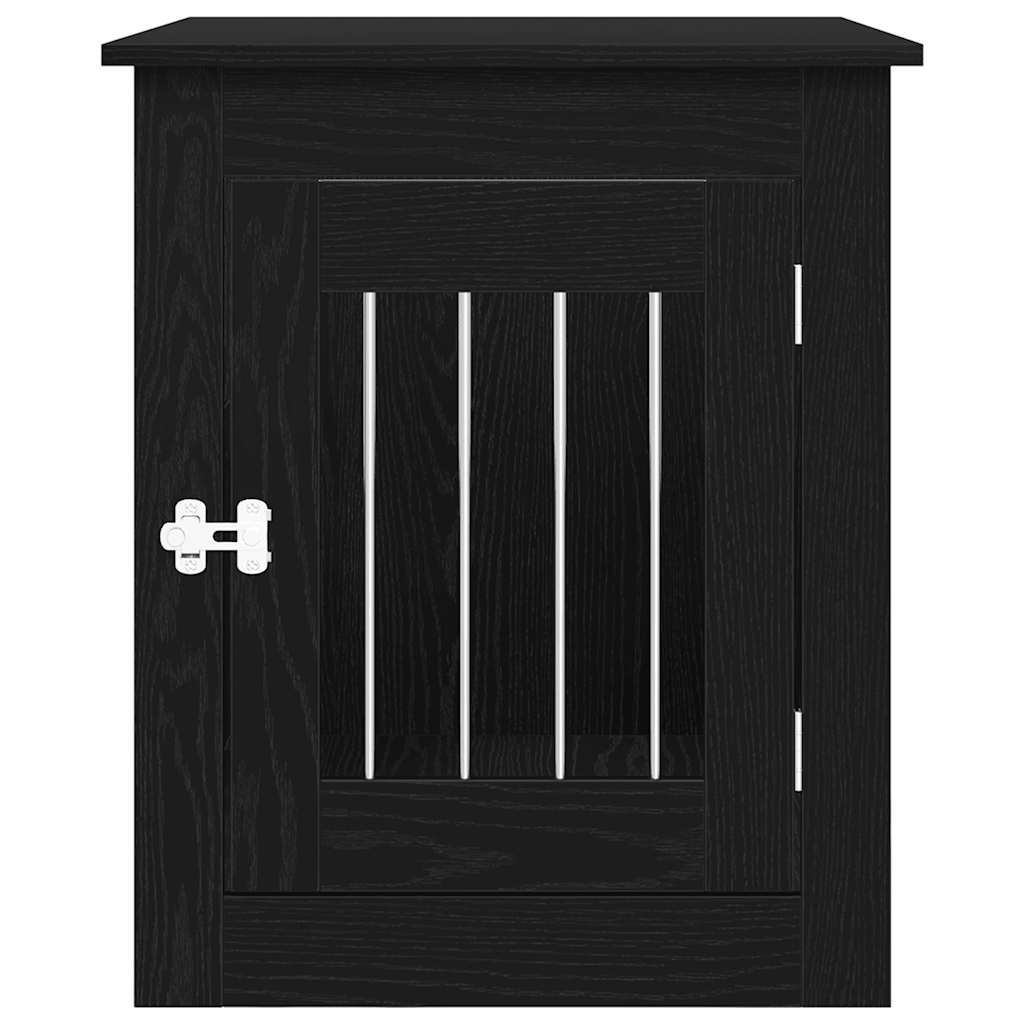 Mobile per cuccia per cani Rovere Nero 75x55x65 cm in legno ingegnerizzato 862175