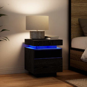 Comodino 2 pz-Set di 2 Tavolino da notte Rovere nero 40 x 39 x 48.5 cm Legno multistrato