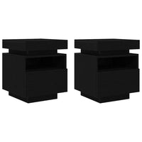 Comodino 2 pz-Set di 2 Tavolino da notte Rovere nero 40 x 39 x 48.5 cm Legno multistrato