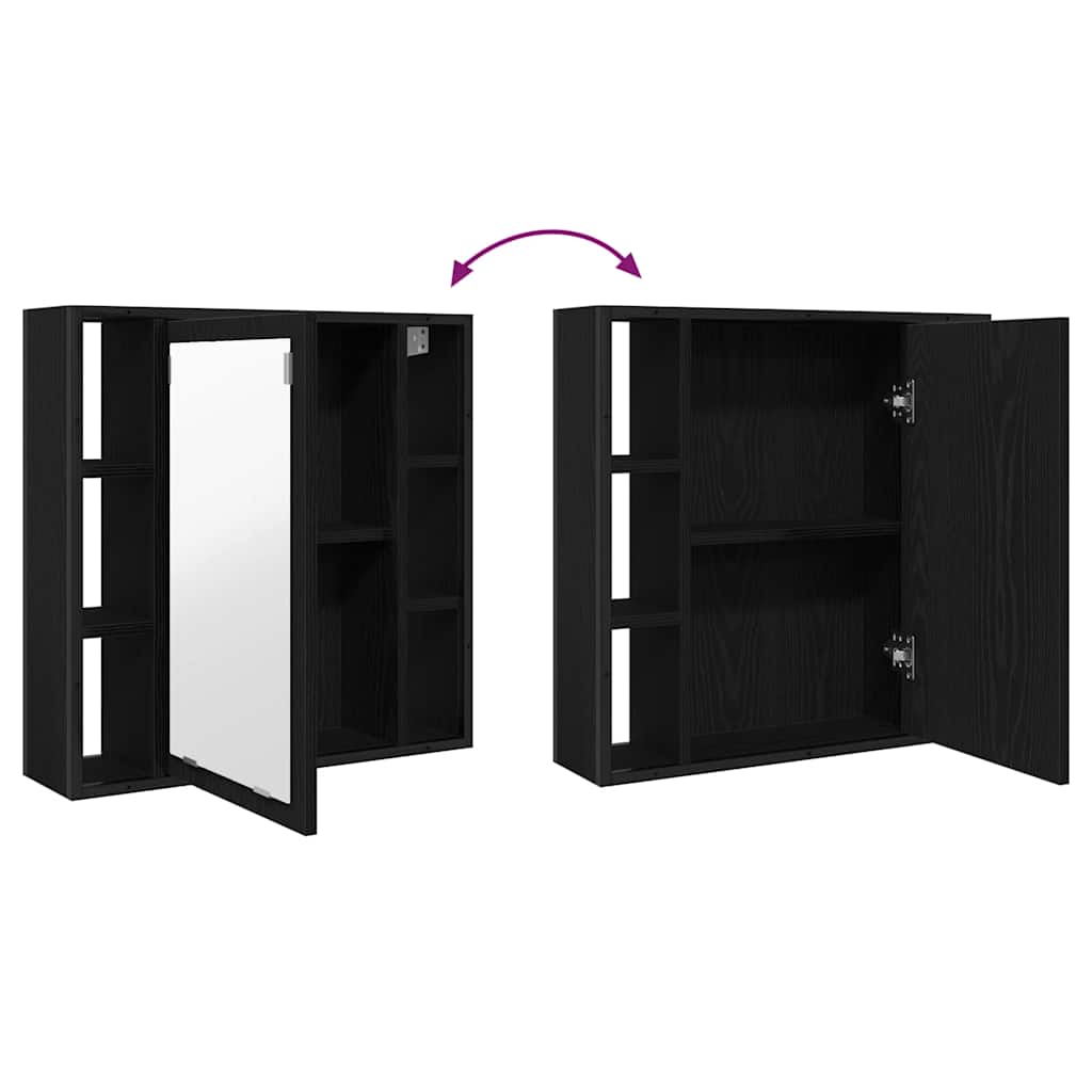 Mobiletto da bagno con specchio-Armadietto a Specchio da Bagno in rovere nero 60x16x60 cm in legno ingegnerizzato