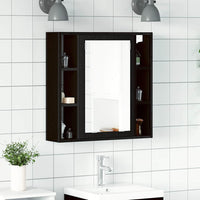 Mobiletto da bagno con specchio in rovere nero 60x16x60 cm in legno ingegnerizzato 862228