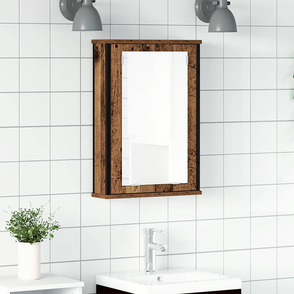 Mobile Bagno con Specchio Legno Antico 42x12x60 cm Truciolato 862229