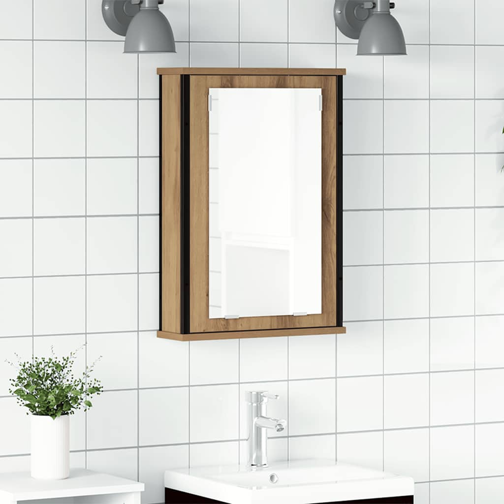 Mobile Bagno Specchio Rovere Artigianale 42x12x60 cm Truciolato 862230
