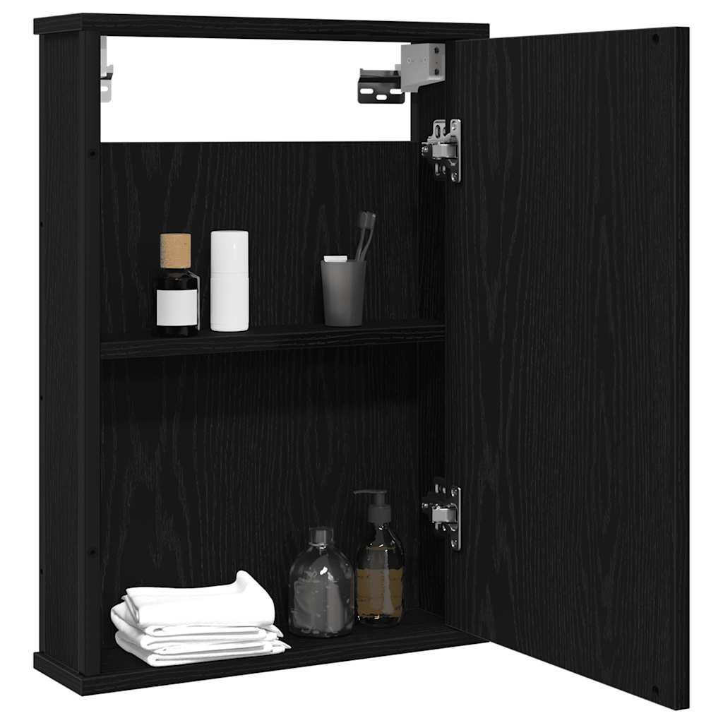 Mobile da Bagno con Specchio-Armadietto a Specchio da Bagno Rovere Nero 42x12x60 cm Truciolato