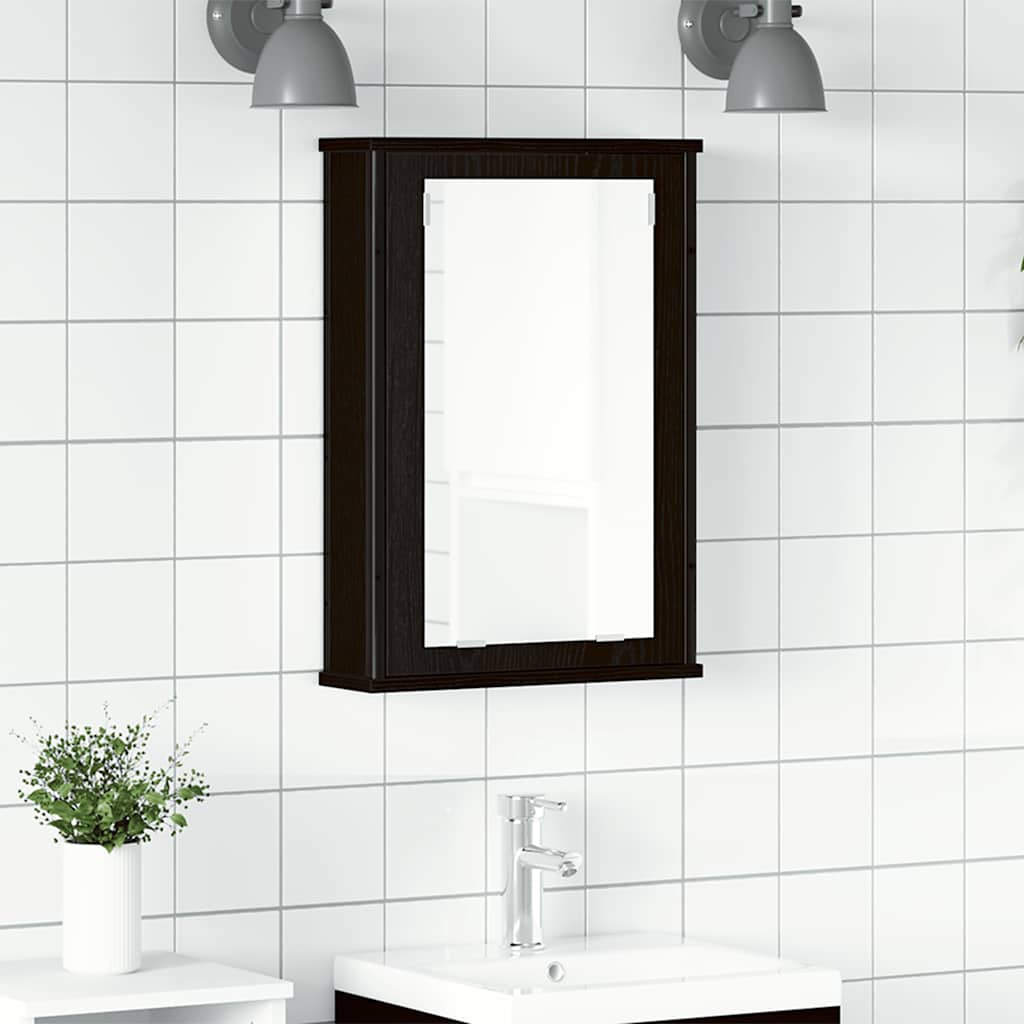 Mobile da Bagno con Specchio-Armadietto a Specchio da Bagno Rovere Nero 42x12x60 cm Truciolato