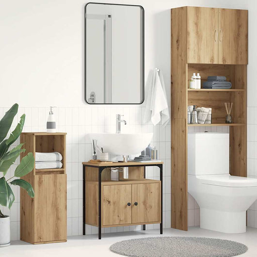 Mobile Lavabo Bagno-Armadietto da bagno Rovere Artigianale 60x30x60cm Truciolato