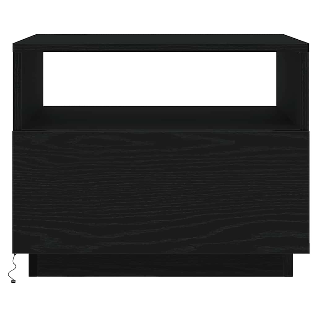 Tavolino da Soggiorno con Luci LED Rovere Nero 50x49x40 cm 862253