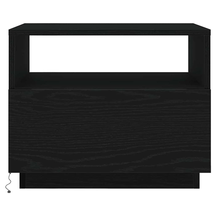Tavolino da Soggiorno con Luci LED Rovere Nero 50x49x40 cm 862253