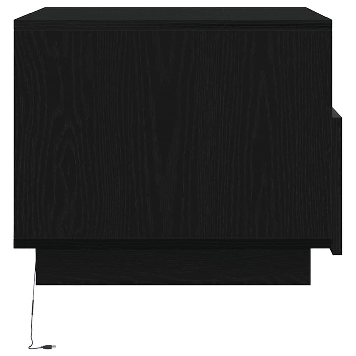 Tavolino da Soggiorno con Luci LED Rovere Nero 50x49x40 cm 862253