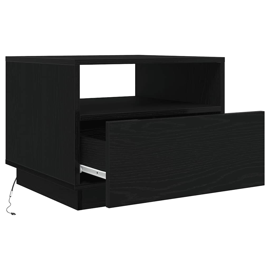 Tavolino da Soggiorno con Luci LED Rovere Nero 50x49x40 cm 862253