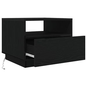 Tavolino da Soggiorno con Luci LED Rovere Nero 50x49x40 cm 862253