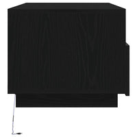 Tavolino da Soggiorno con Luci LED Rovere Nero 90x49x40 cm