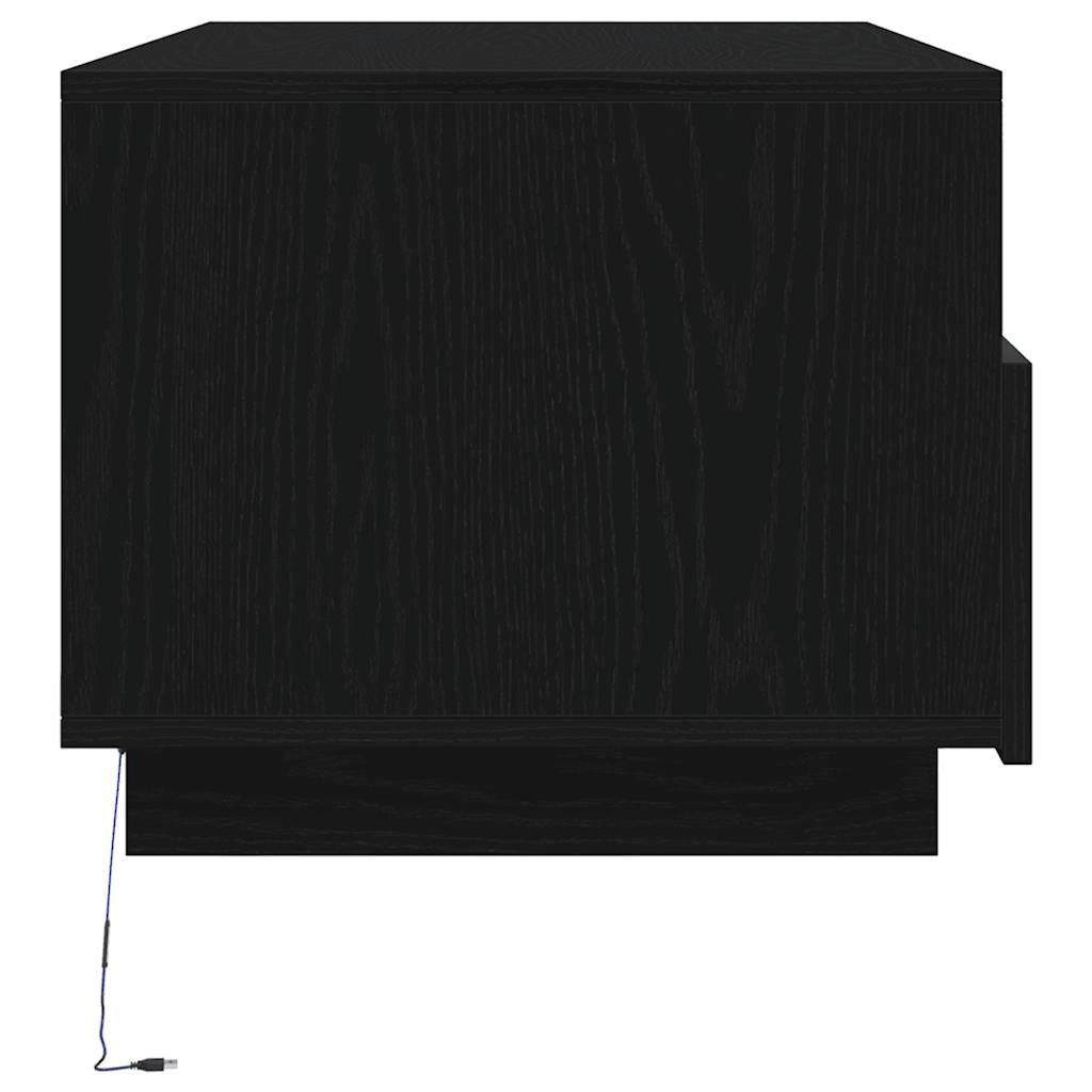 Tavolino da Soggiorno con Luci LED Rovere Nero 90x49x40 cm 862254
