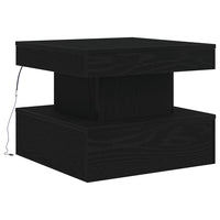 Tavolino da Salotto con Luci LED Rovere Nero 50x50x40 cm