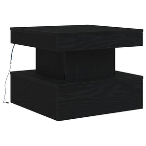 Tavolino da Salotto con Luci LED Rovere Nero 50x50x40 cm 862255