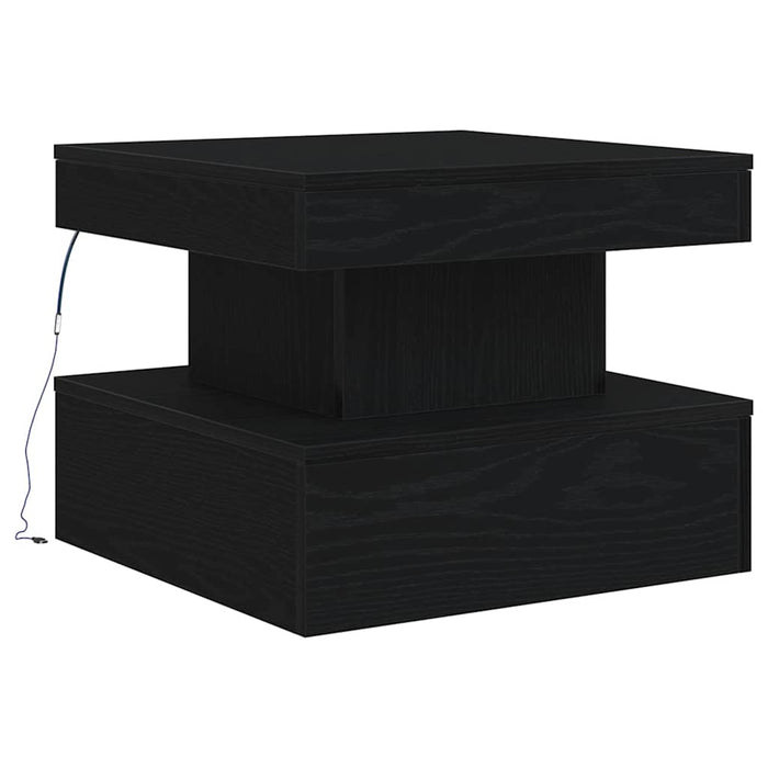 Tavolino da Salotto con Luci LED Rovere Nero 50x50x40 cm 862255
