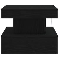 Tavolino da Salotto con Luci LED Rovere Nero 50x50x40 cm