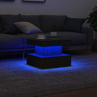 Tavolino da Salotto con Luci LED Rovere Nero 50x50x40 cm 862255