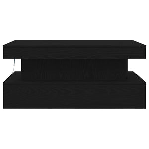 Tavolino da Soggiorno con Luci LED Rovere Nero 90x50x40 cm