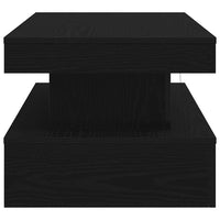 Tavolino da Soggiorno con Luci LED Rovere Nero 90x50x40 cm