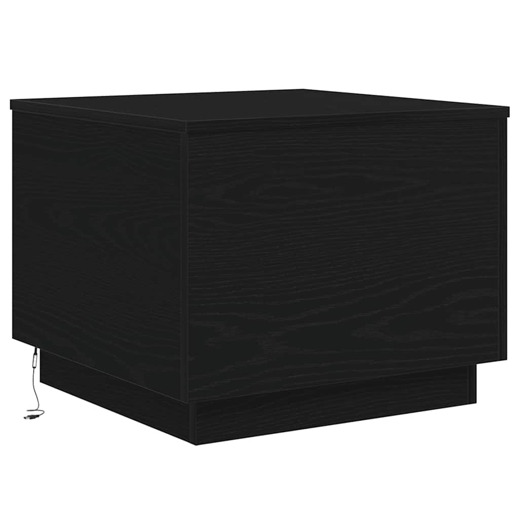 Tavolino da Salotto con Luci LED-Tavolino da soggiorno Rovere Nero 50x50x40 cm 943618