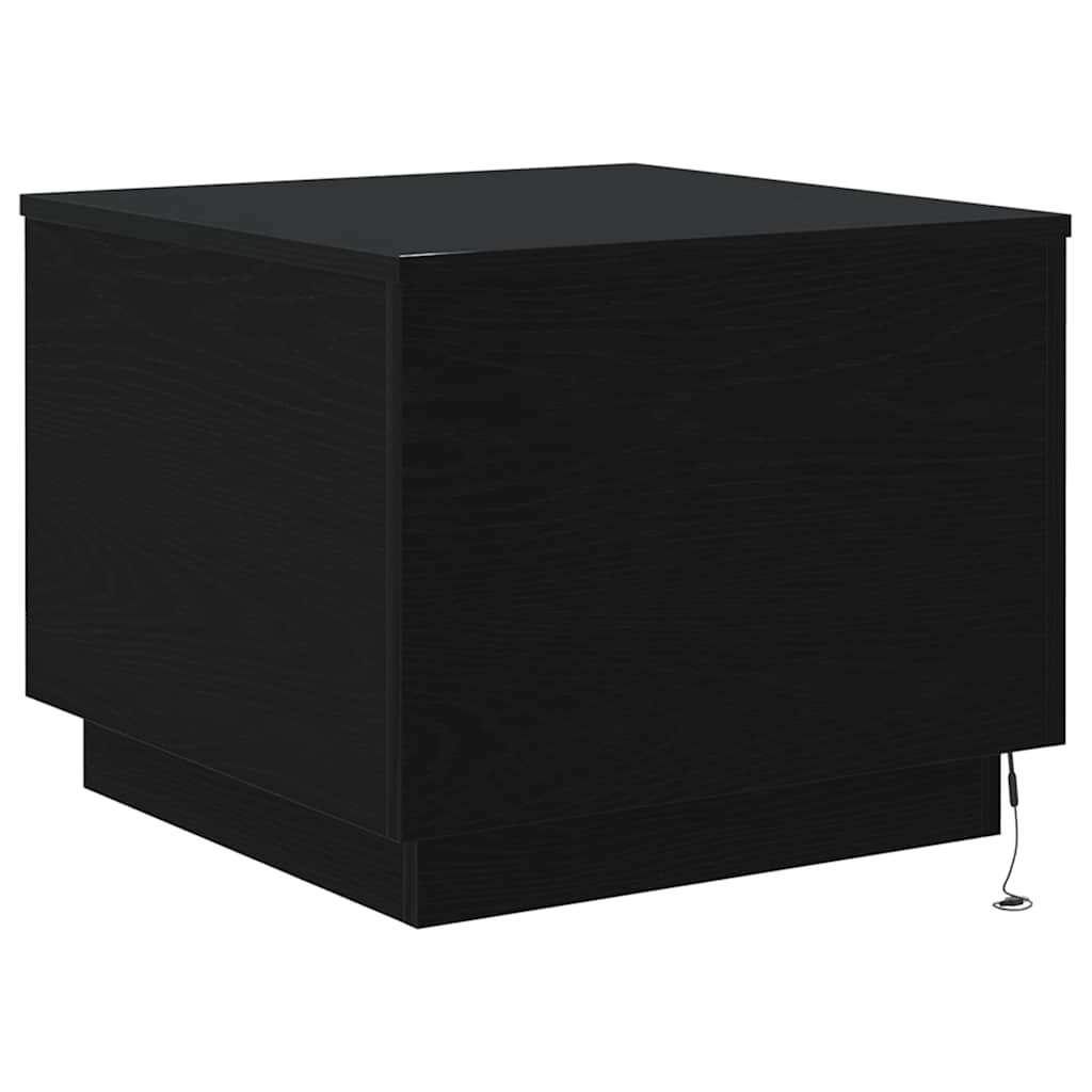 Tavolino da Salotto con Luci LED-Tavolino da soggiorno Rovere Nero 50x50x40 cm 943618