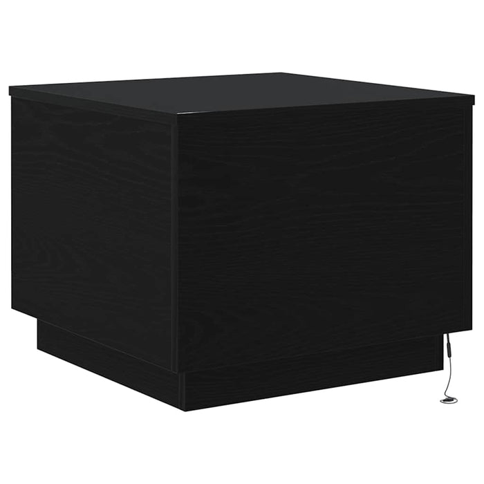 Tavolino da Salotto con Luci LED-Tavolino da soggiorno Rovere Nero 50x50x40 cm 943618