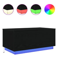 Tavolino da Soggiorno con Luci LED Rovere Nero 90x50x40 cm 862260