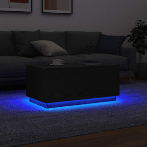 Tavolino da Soggiorno con Luci LED Rovere Nero 90x50x40 cm 862260