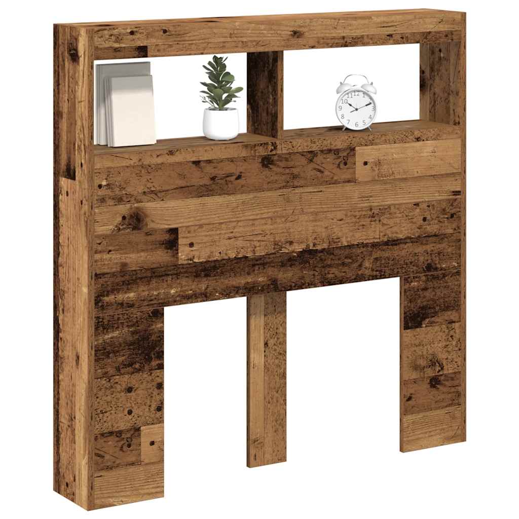 Testiera con Contenitore a LED Legno Antico 100x17x102 cm 863125