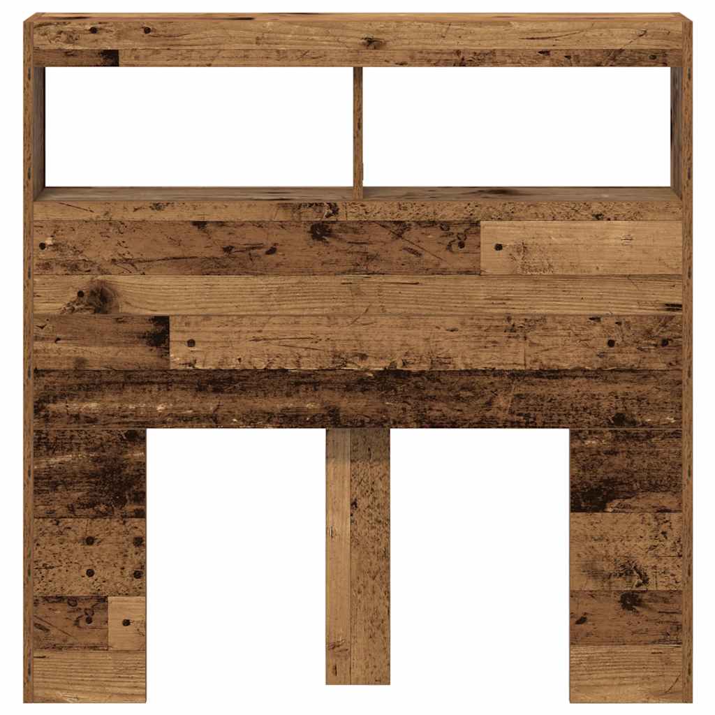 Testiera con Contenitore a LED Legno Antico 100x17x102 cm 863125