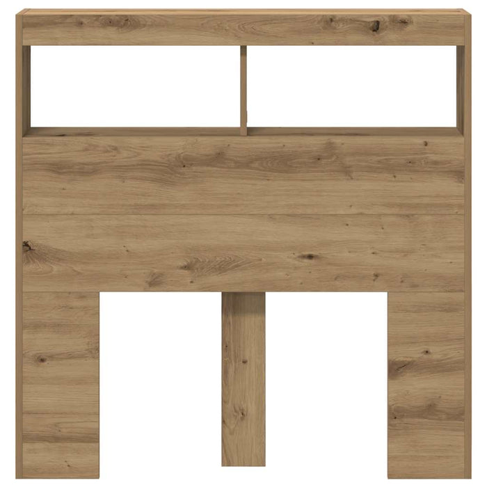 Testiera con Contenitore a LED Rovere Artigianale 100x17x102 cm 863126