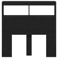 Testiera con Contenitore a LED-Testiera con Ripiani Rovere Nero 100x17x102 cm