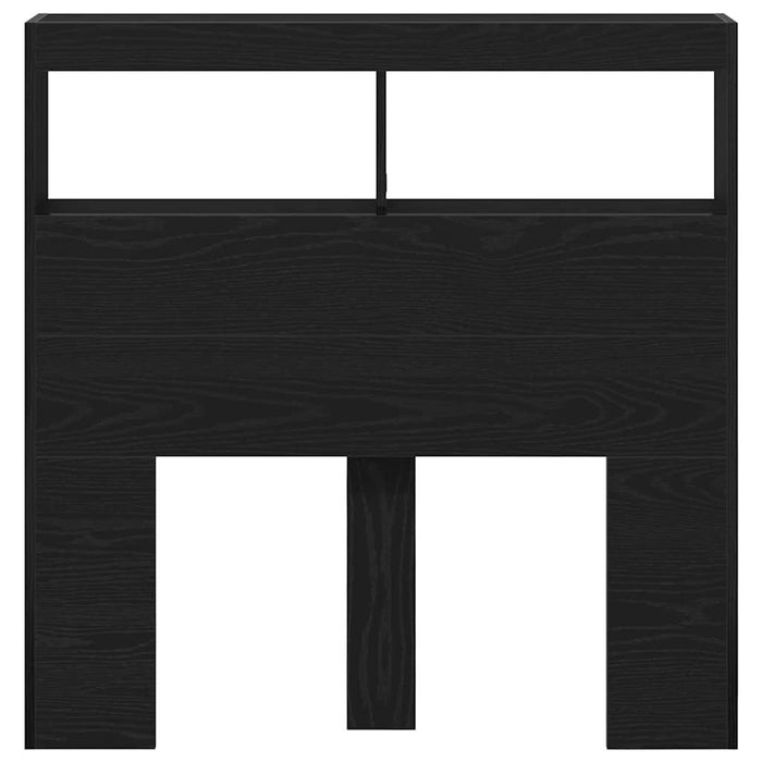 Testiera con Contenitore a LED-Testiera con Ripiani Rovere Nero 100x17x102 cm