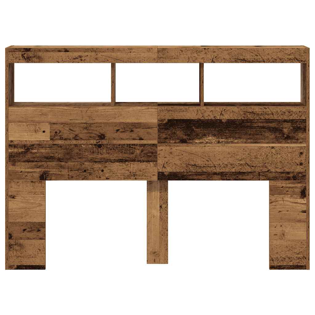 Testiera con Contenitore a LED Legno Antico 140x17x102 cm 863128