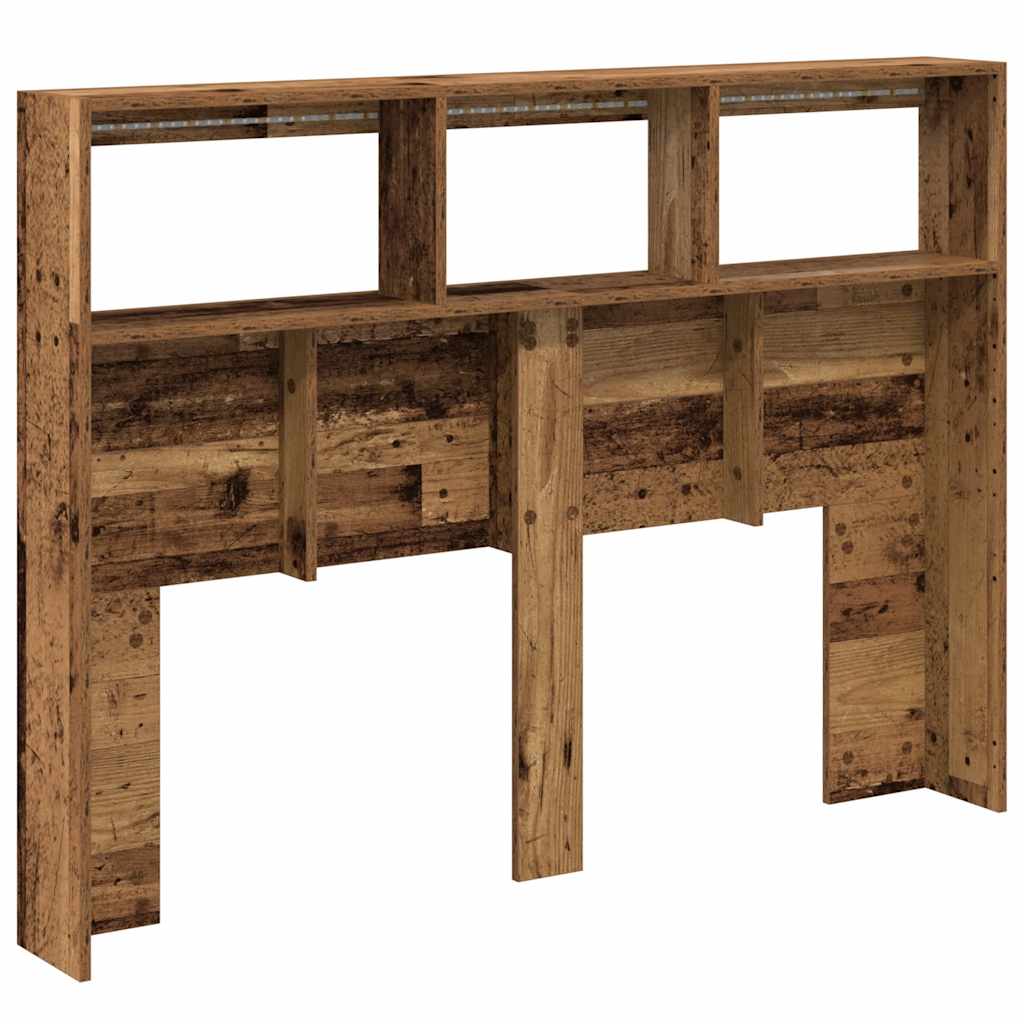 Testiera con Contenitore a LED Legno Antico 140x17x102 cm 863128