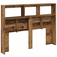 Testiera con Contenitore a LED-Testiera con Ripiani Legno Antico 140x17x102 cm