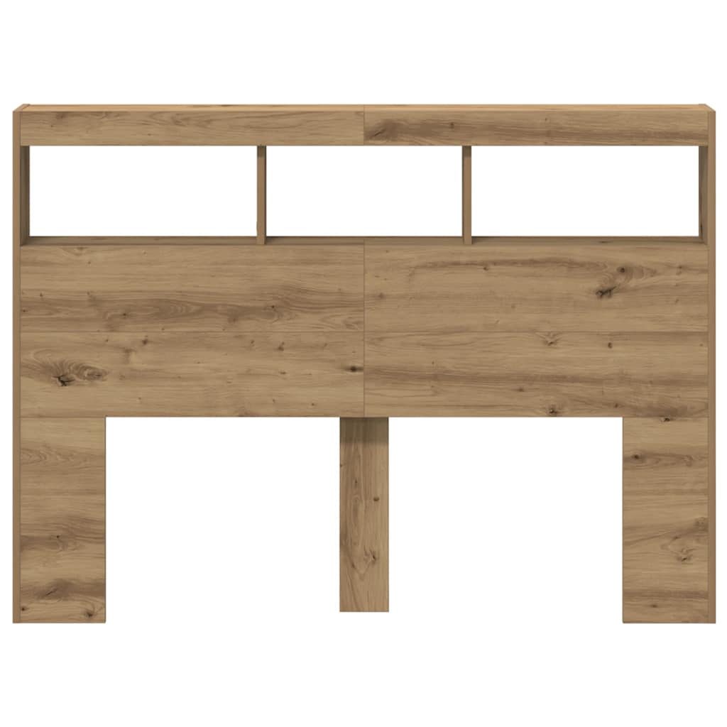 Testiera con Contenitore a LED Rovere Artigianale 140x17x102 cm 863129